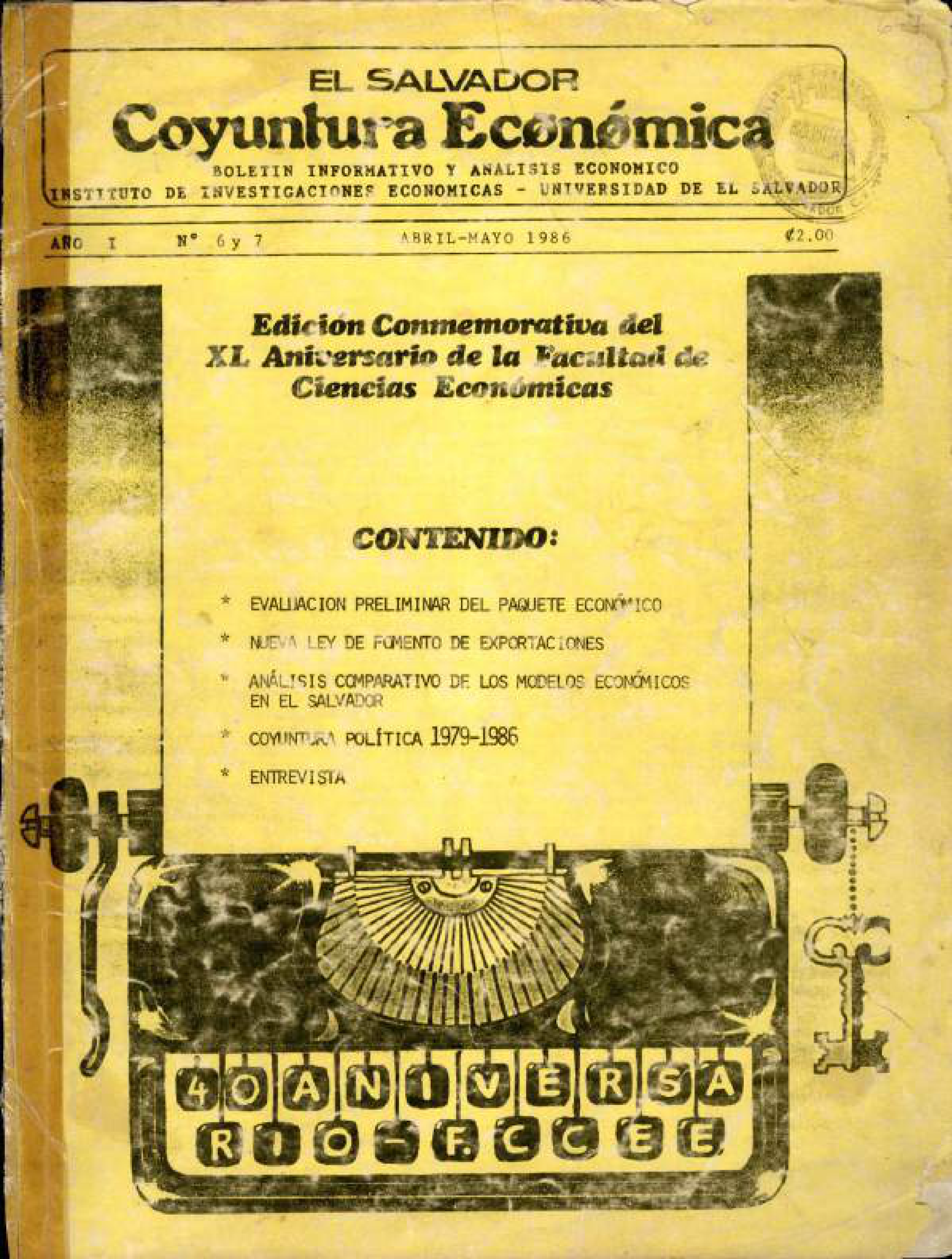 Año I, Edición Conmemorativa del XL aniversario de la FCE, N. 6 y 7, 1986