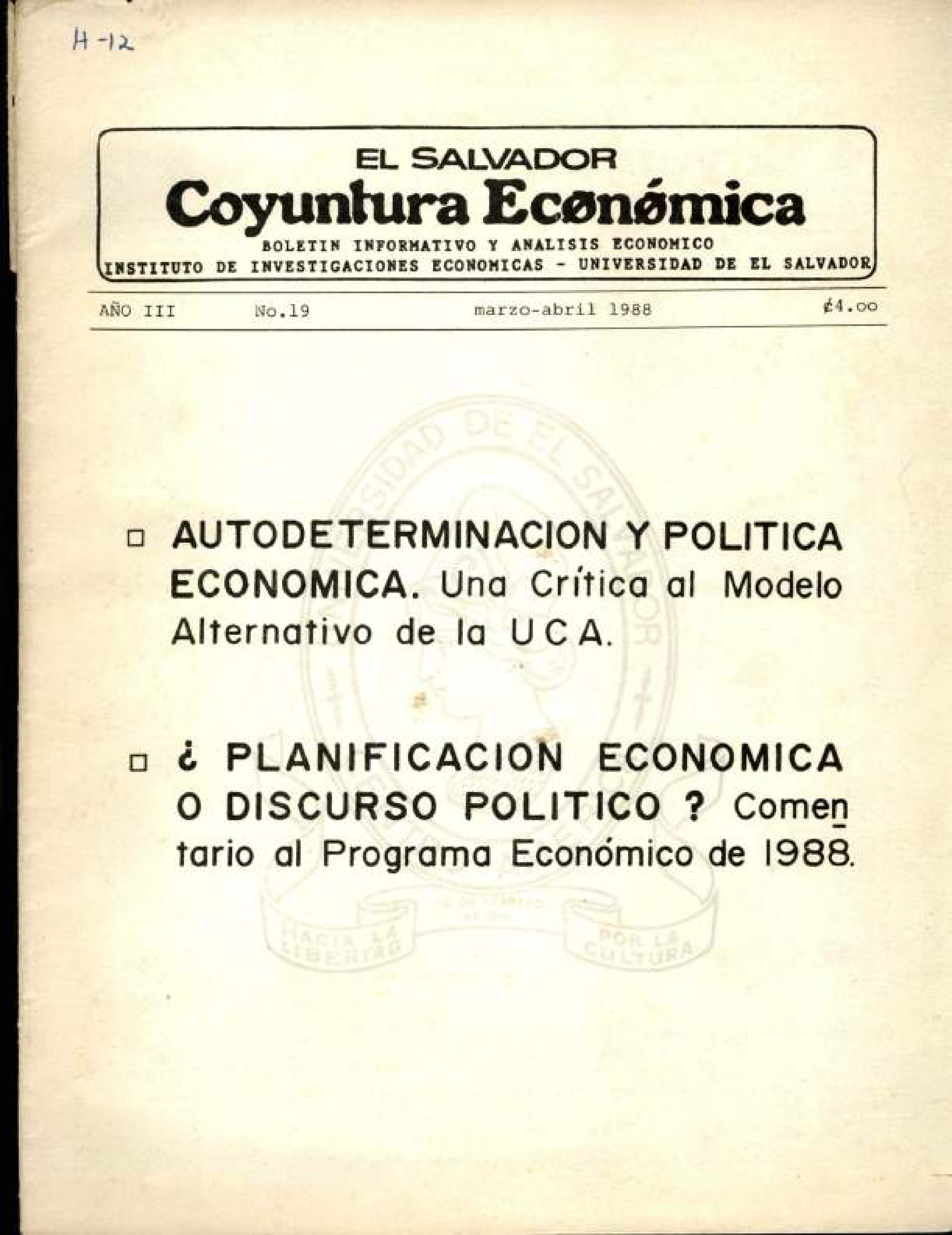 Año III, N. 19 Mar-Abr, 1988