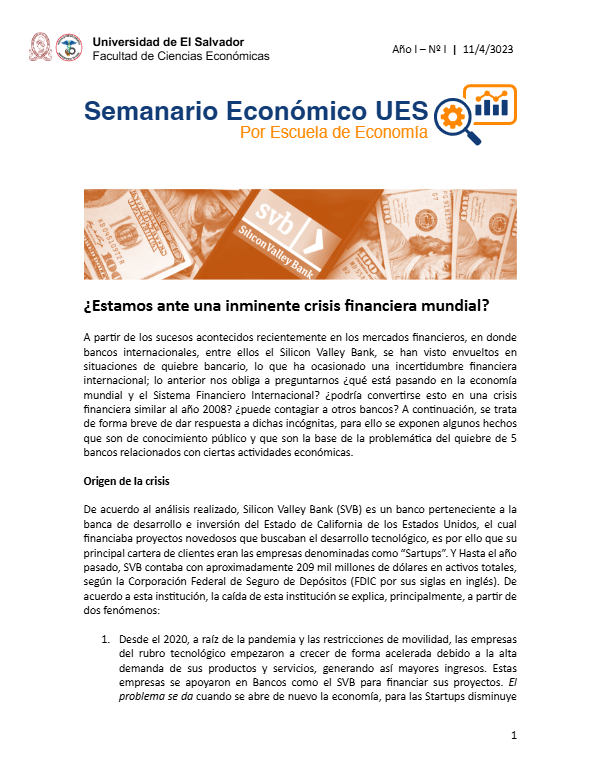Semanario I: ¿Estamos ante una inminente crisis financiera mundial?