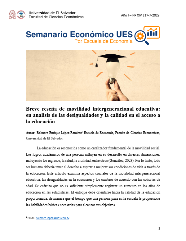 Semanario XIV: Breve reseña de movilidad intergeneracional educativa: análisis de las desigualdades y la calidad del acceso a la educación