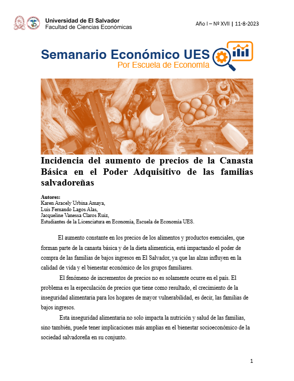 Semanario XVII: Incidencia del aumento de precios de la canasta básica en el poder adquisitivo de las familias salvadoreñas