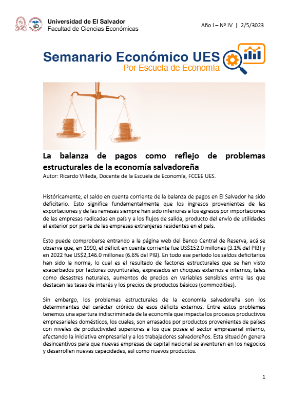 Semanario IV: La balanza de pagos como reflejo de problemasestructurales de la economía salvadoreña